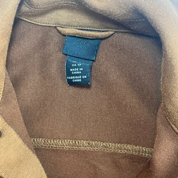 H&M Brown Brushed Cotton Blend Shirt  Jacket Metal Buttons Womens XS - Picture 2 of 3